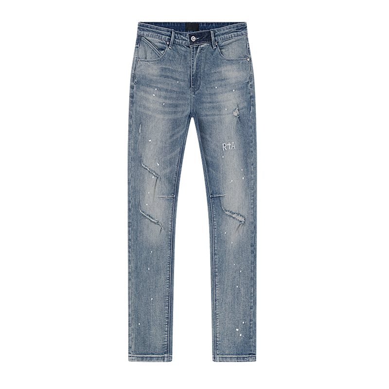 R+A Light Blue Paint Splatter Jeans — hero