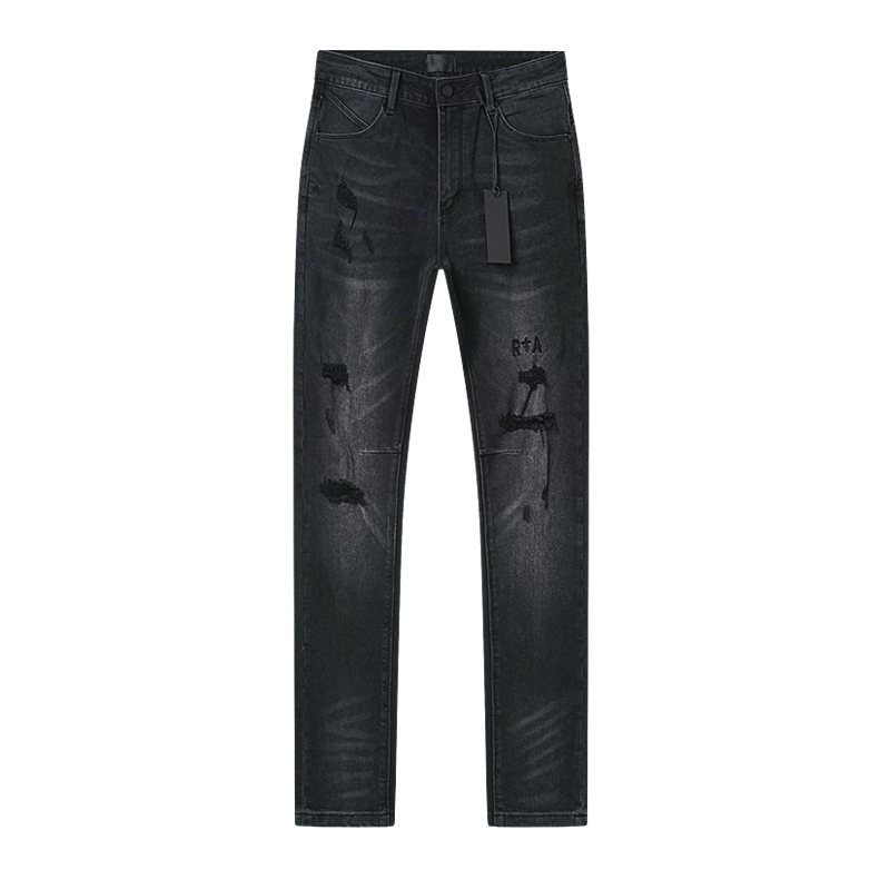 R+A Washed Distressed Black Jeans — front
