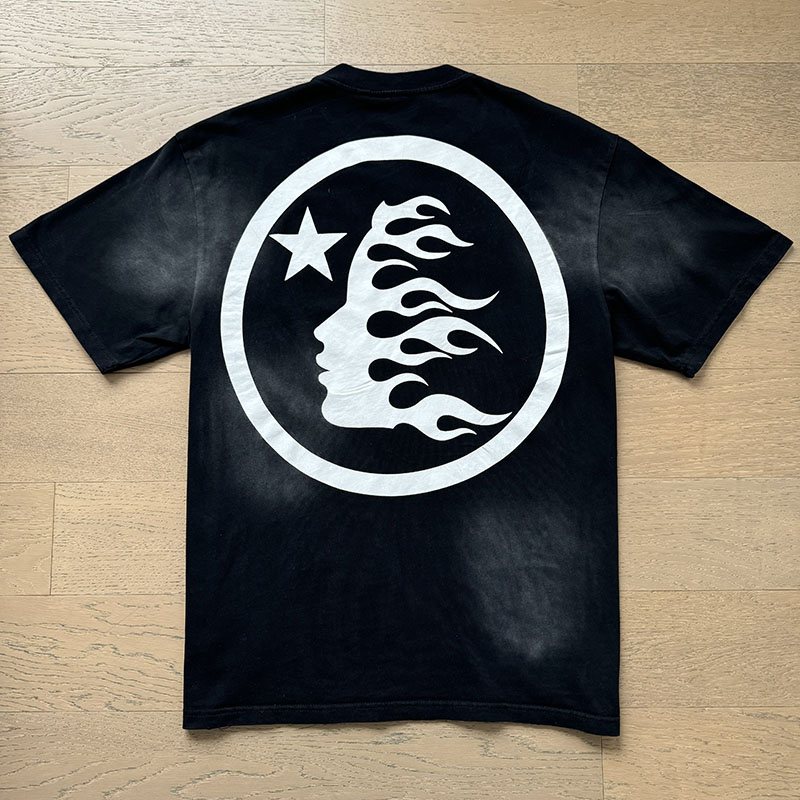 Hellstar Washed Black Head & Flame Graphic T-Shirt — back