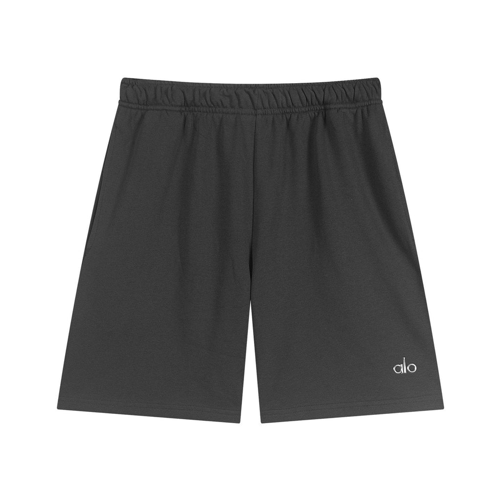 alo Elastic Waist Logo Detail Shorts — front