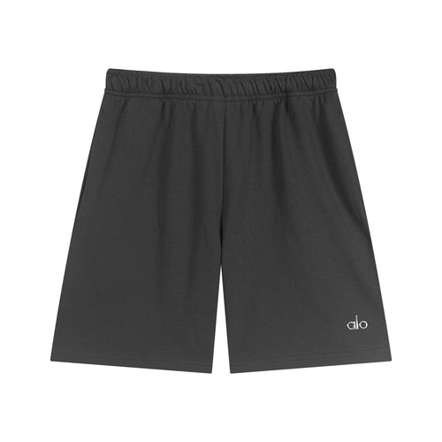 alo Elastic Waist Logo Detail Shorts — front