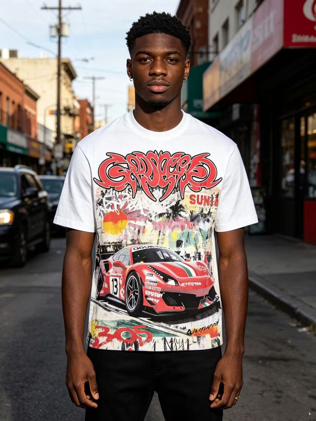 Godspeed Racing Graffiti Graphic T-Shirt - White — model
