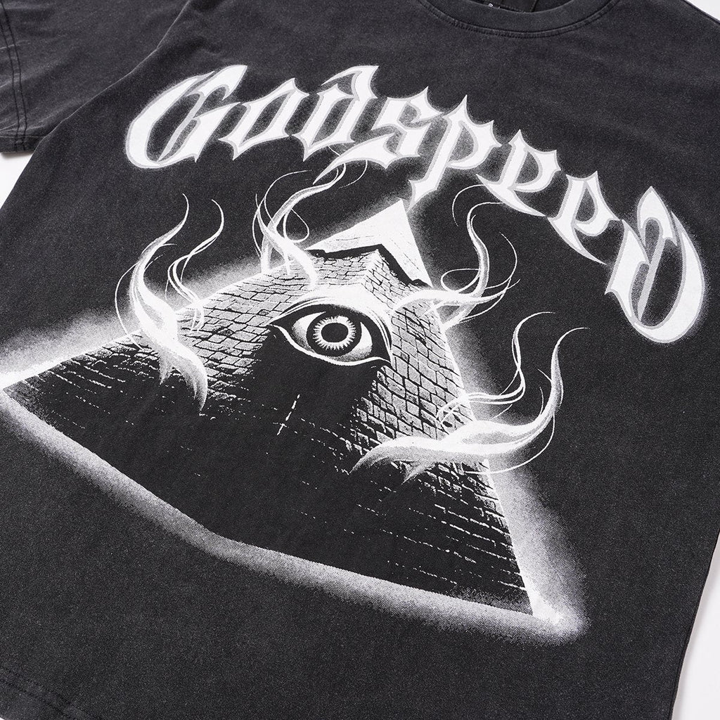 Godspeed Out of Many One Washed Black Graphic T-Shirt — detail