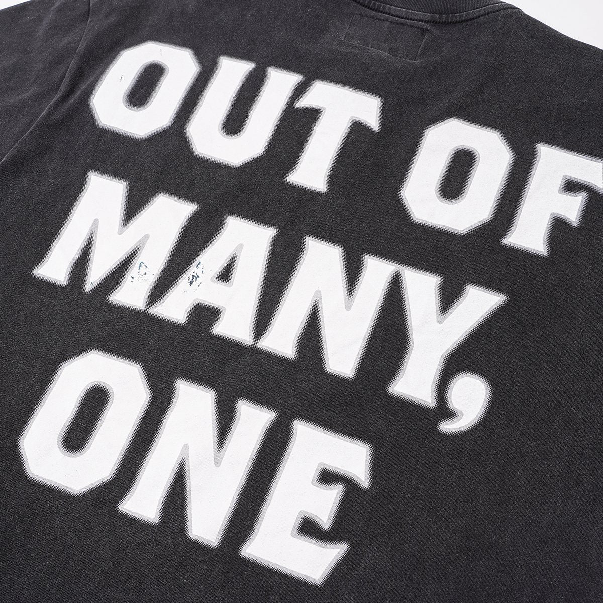 Godspeed Out of Many One Washed Black Graphic T-Shirt — detail