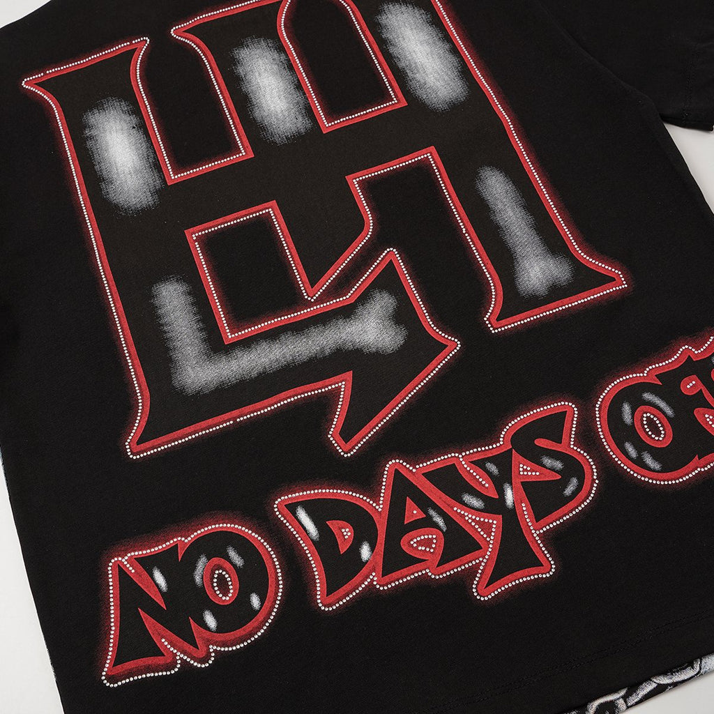 Life Hustlere Front & Back Rhinestone Graphic T-Shirt — detail