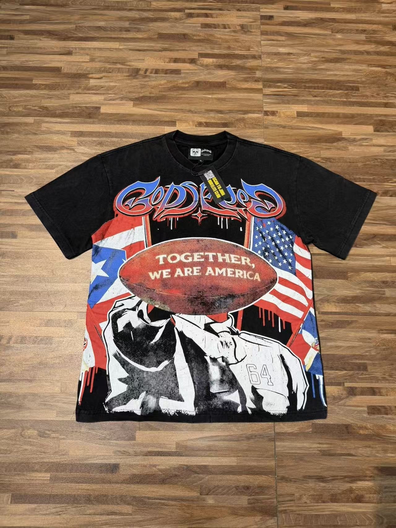 Godspeed Together We Are America Football Graphic T-Shirt — front