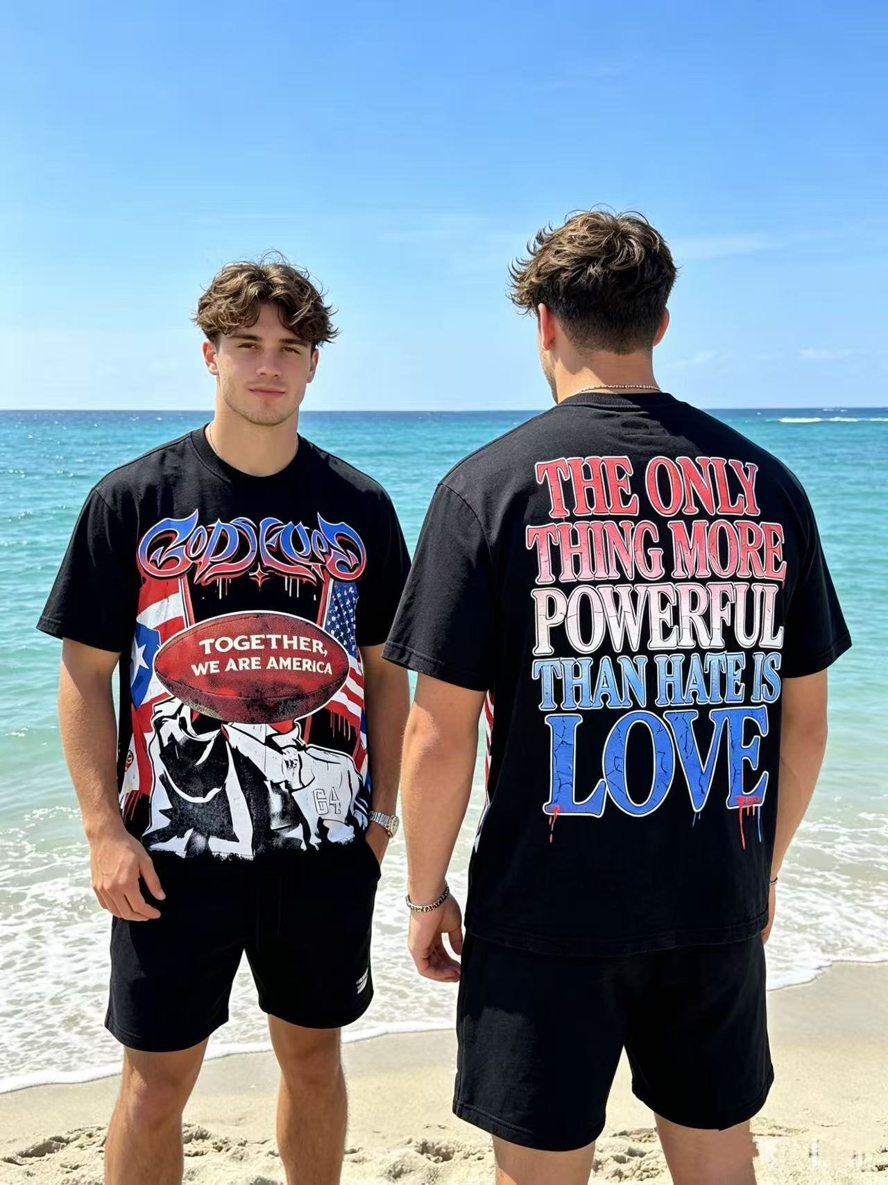 Godspeed Together We Are America Football Graphic T-Shirt — context
