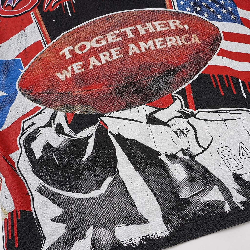 Godspeed Together We Are America Football Graphic T-Shirt — detail
