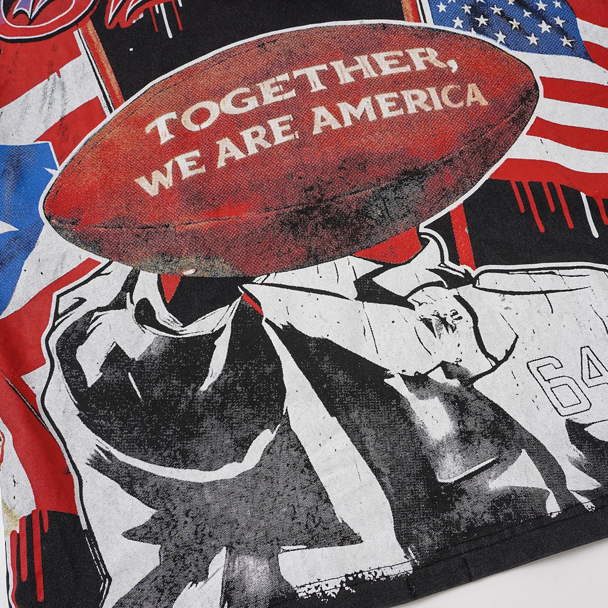 Godspeed Together We Are America Football Graphic T-Shirt — detail