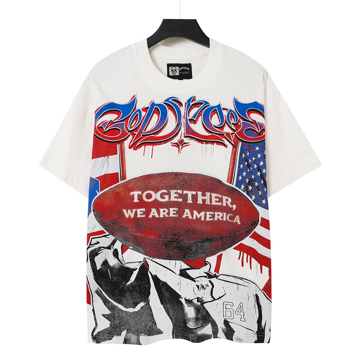Godspeed Patriotic Football Graphic T-Shirt — hero