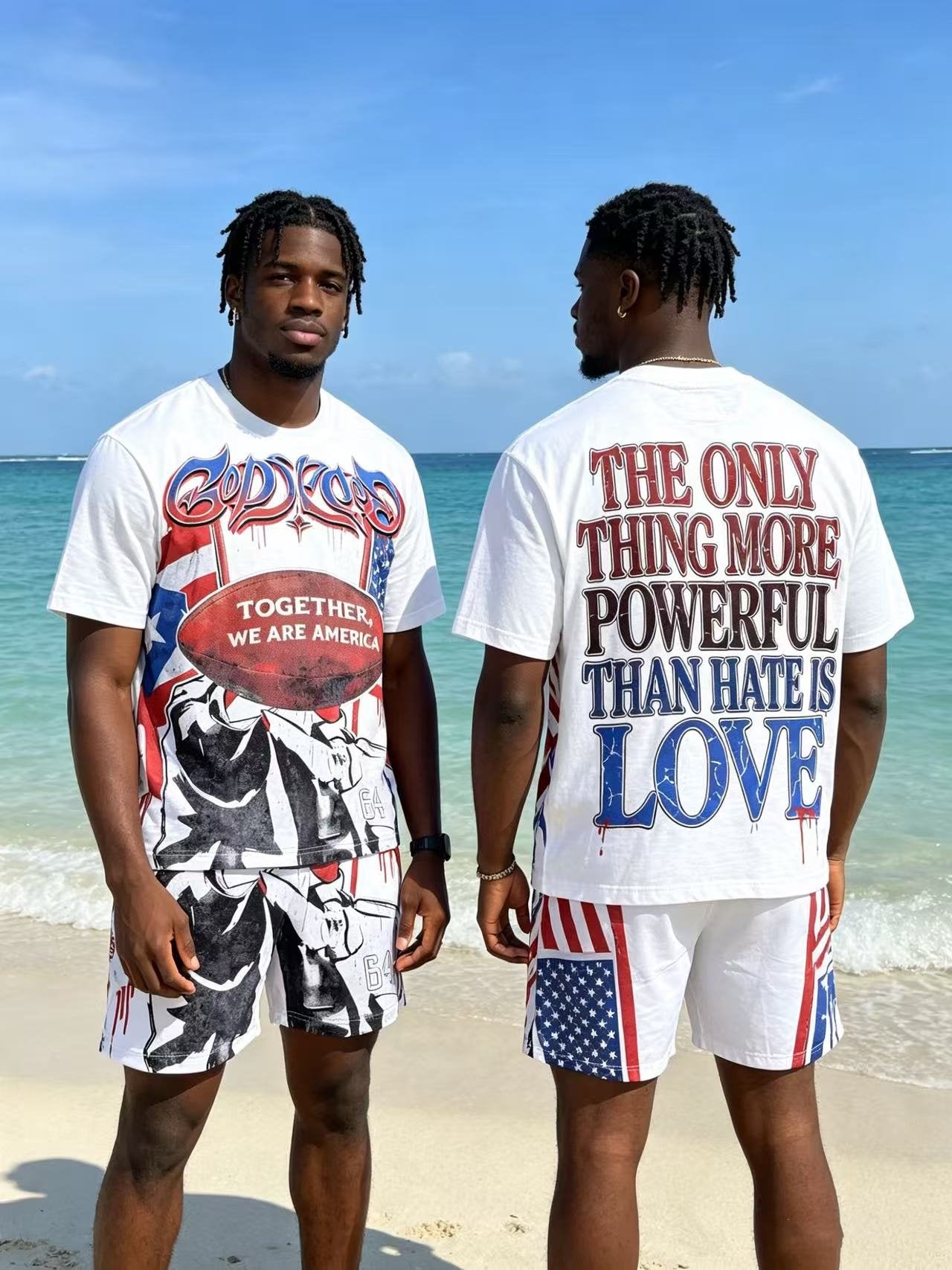 Godspeed Patriotic Football Graphic T-Shirt — context