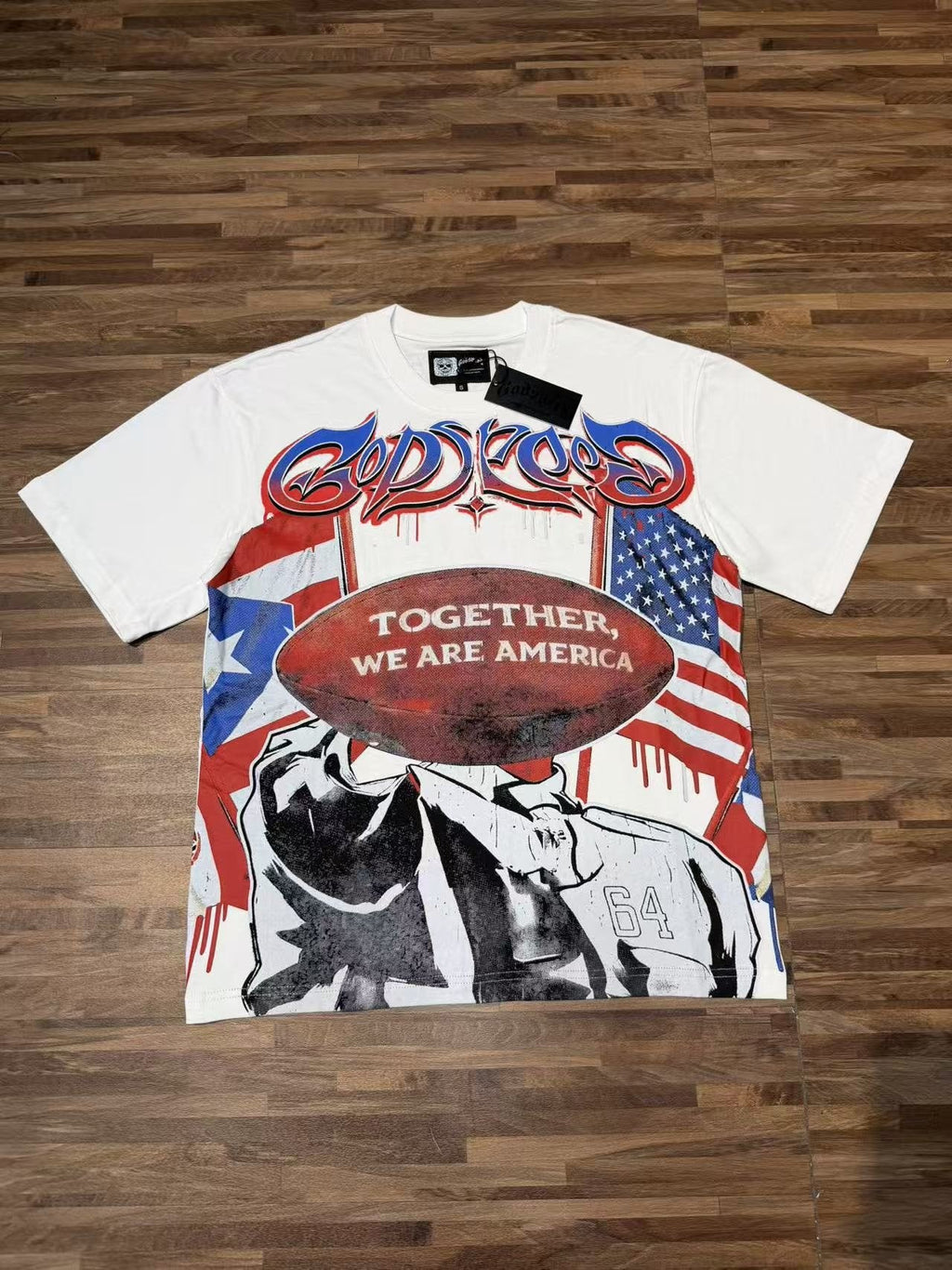 Godspeed Patriotic Football Graphic T-Shirt — front