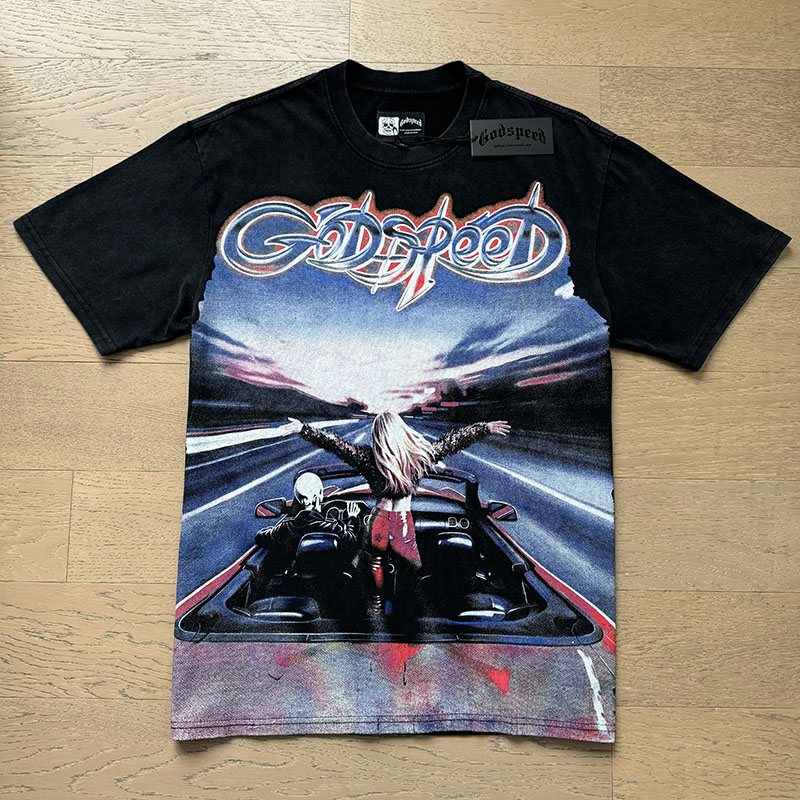 Godspeed Washed Black Graphic T-Shirt — hero