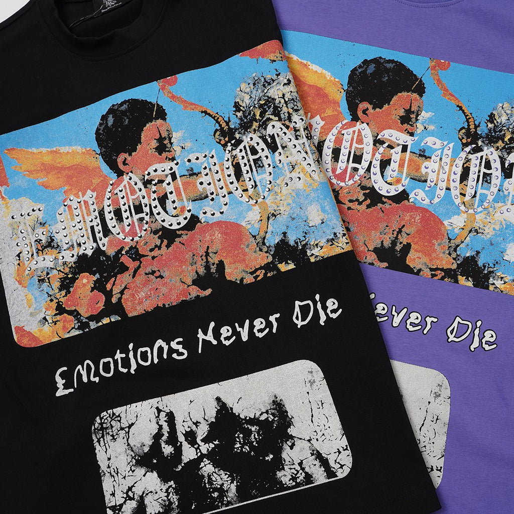MIXED EMOTION Rhinestone Graphic T-Shirt — detail