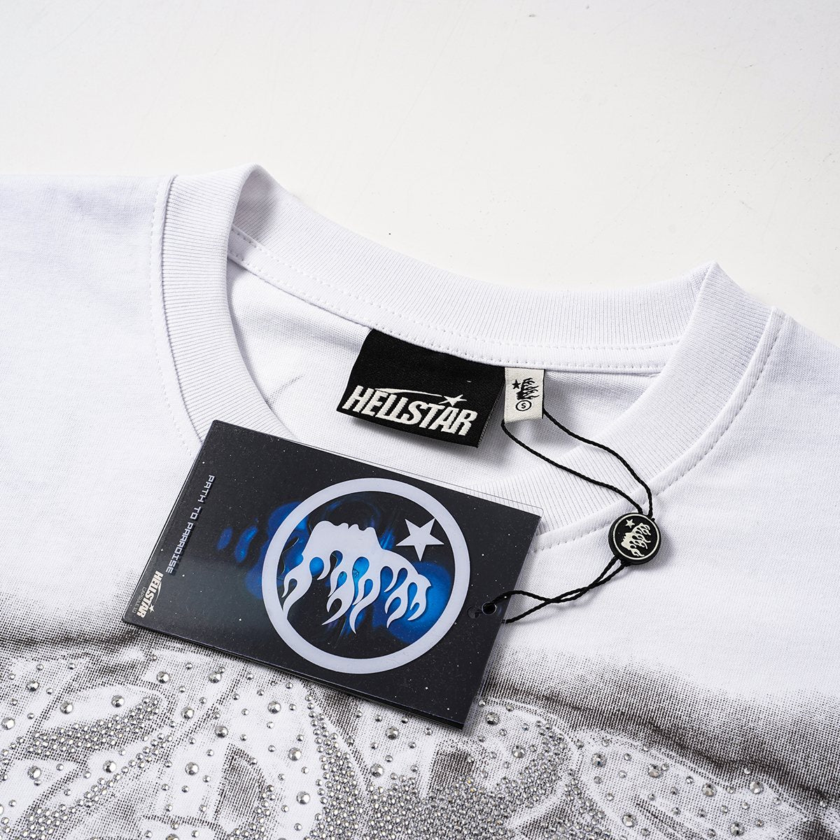 Hellstar Redemption Rhinestone Graphic T-Shirt — hang_tag