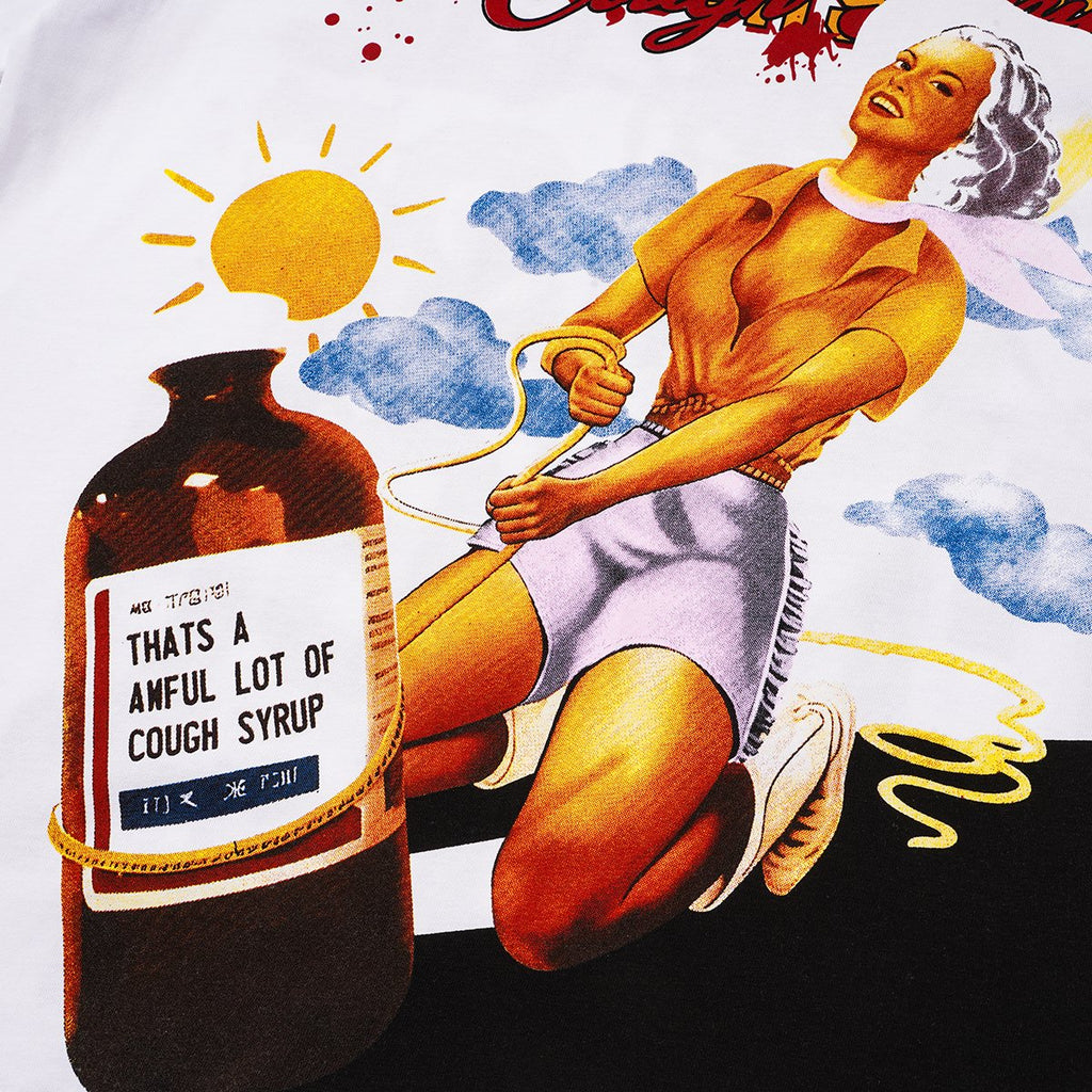 THAT'S A AWFUL LOT OF COUGH SYRUP White Front & Back Graphic T-Shirt — detail
