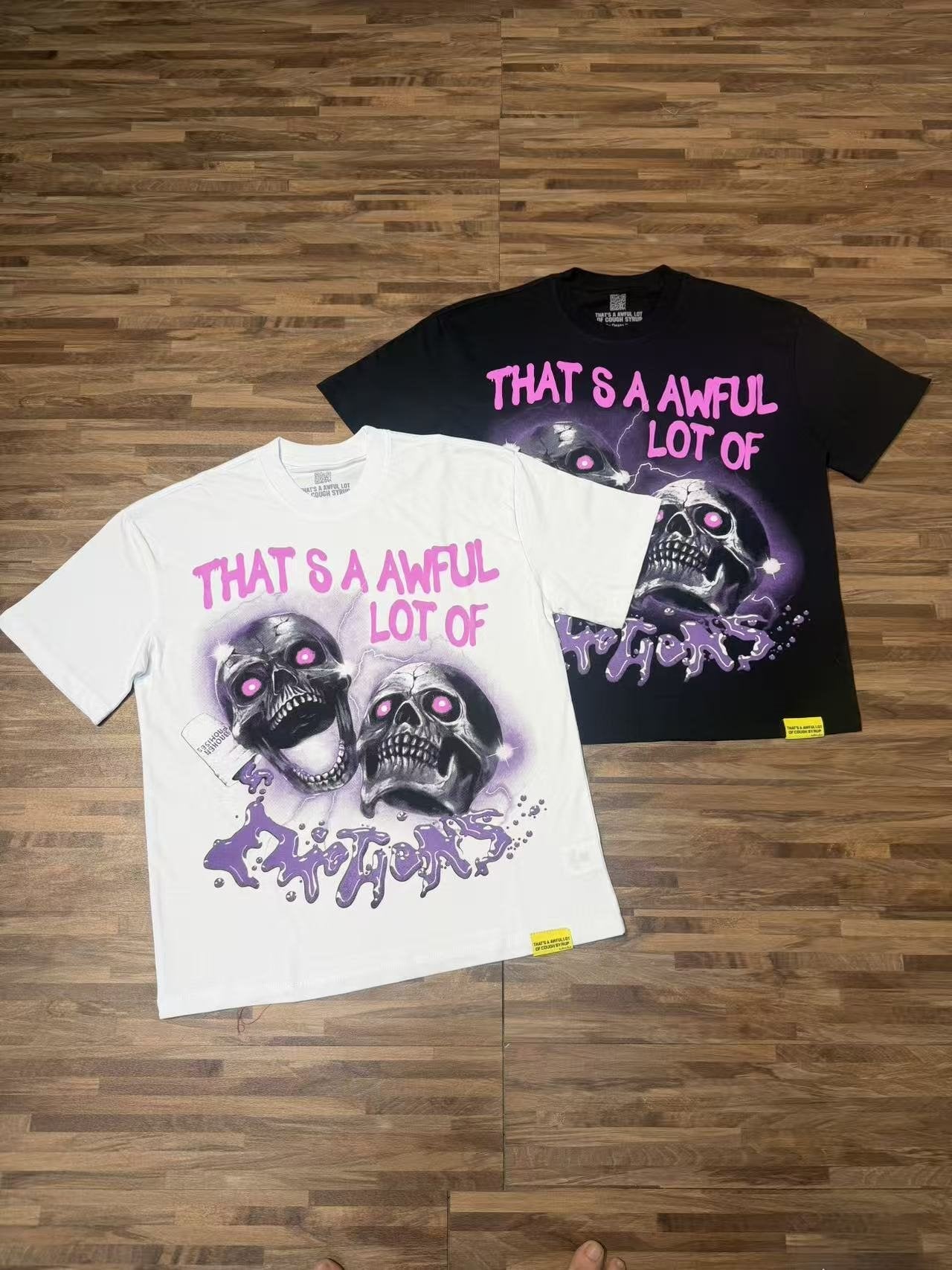 THAT'S A AWFUL LOT OF COUGH SYRUP Skull Graphic T-Shirt — context