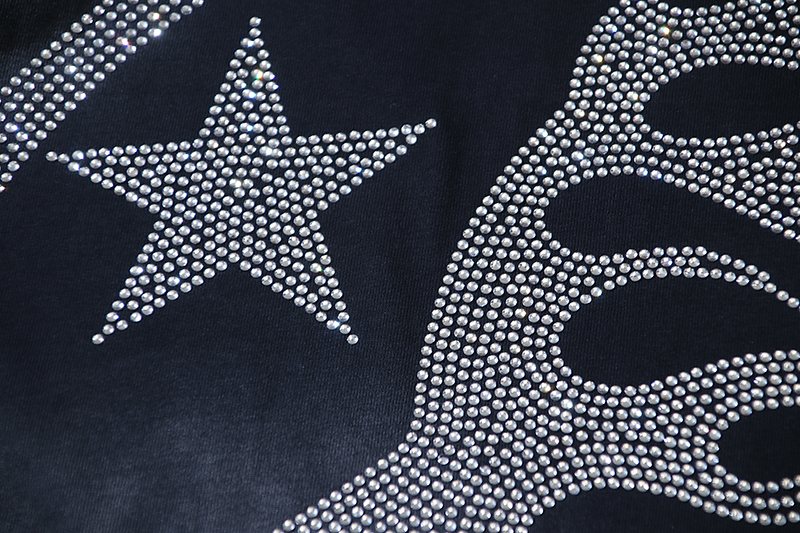 Hellstar Rhinestone Face Flame Graphic T-Shirt — detail