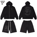 SAINT Vanity Rhinestone Zip Hoodie & Shorts Set — front