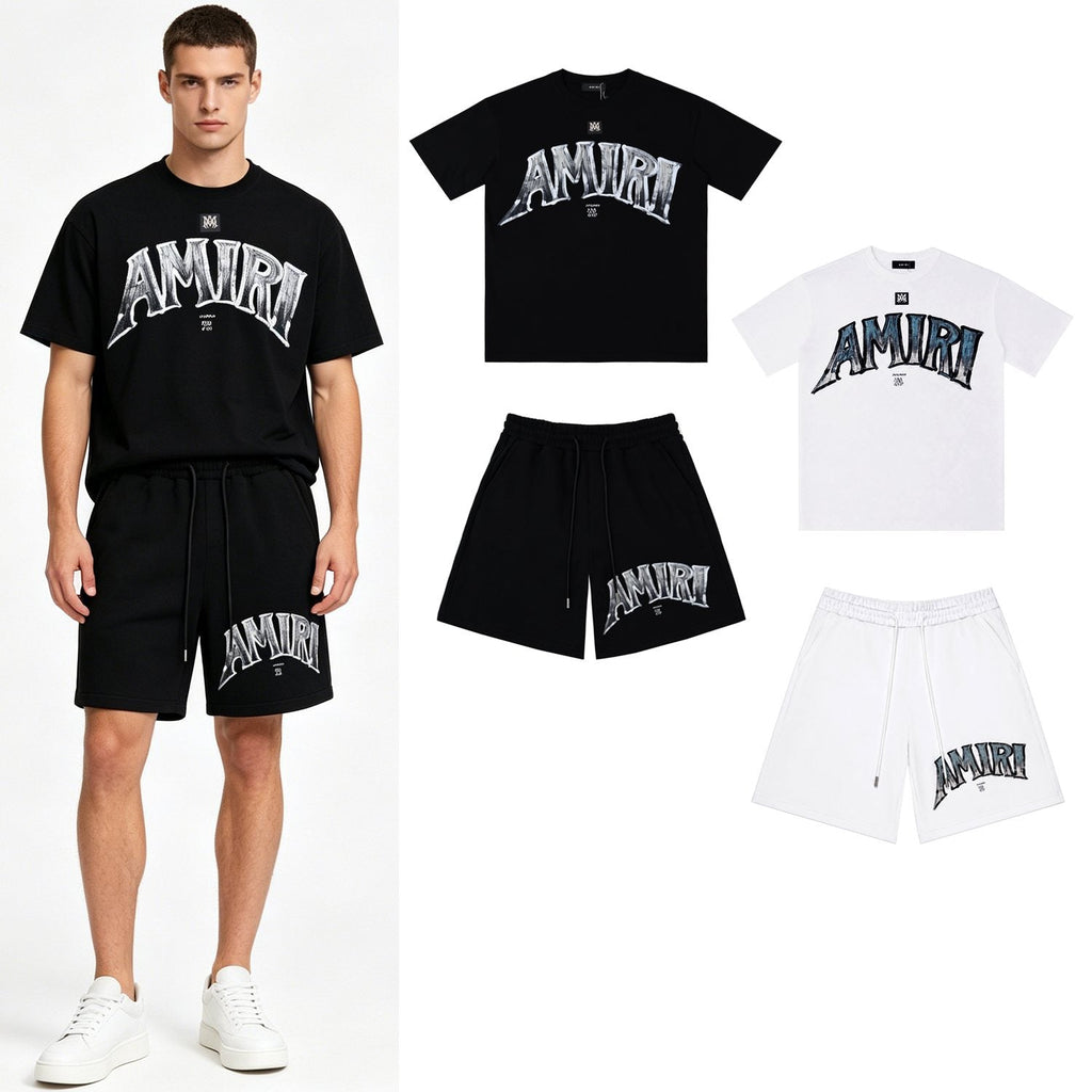 AMIRI Metallic Letter Graphic T-Shirt & Shorts Set — context