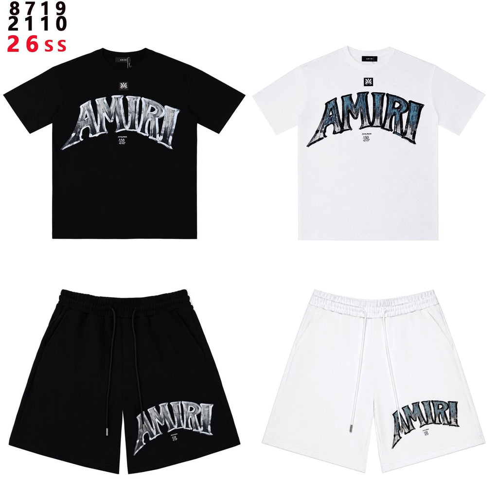 AMIRI Metallic Letter Graphic T-Shirt & Shorts Set — comparison