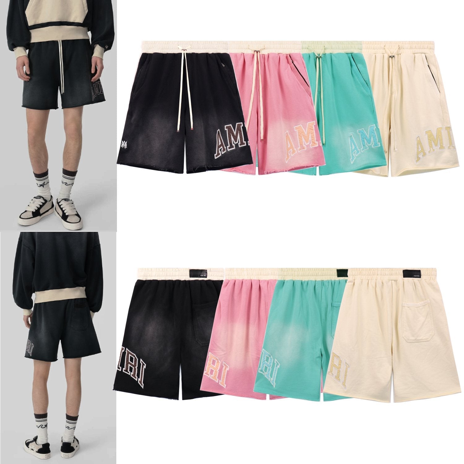 AMIRI Vintage Collegiate Graphic Shorts — comparison