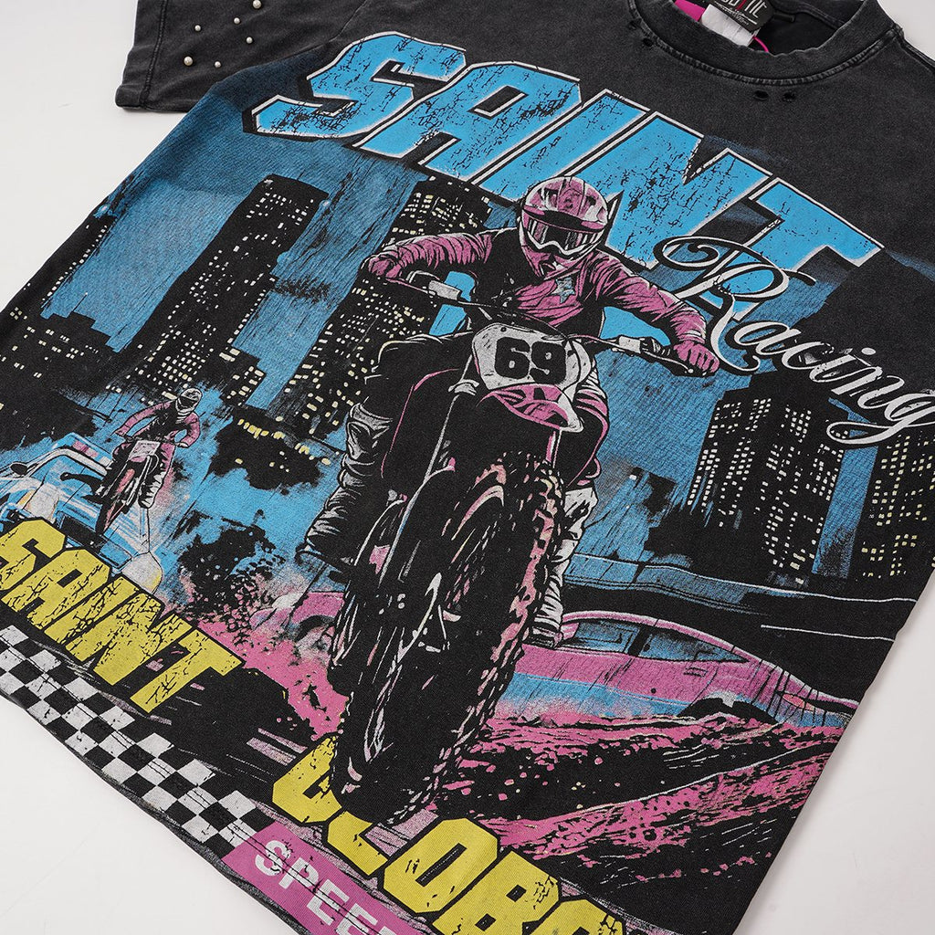SAINT Racing Motorcycle Graphic T-Shirt — detail