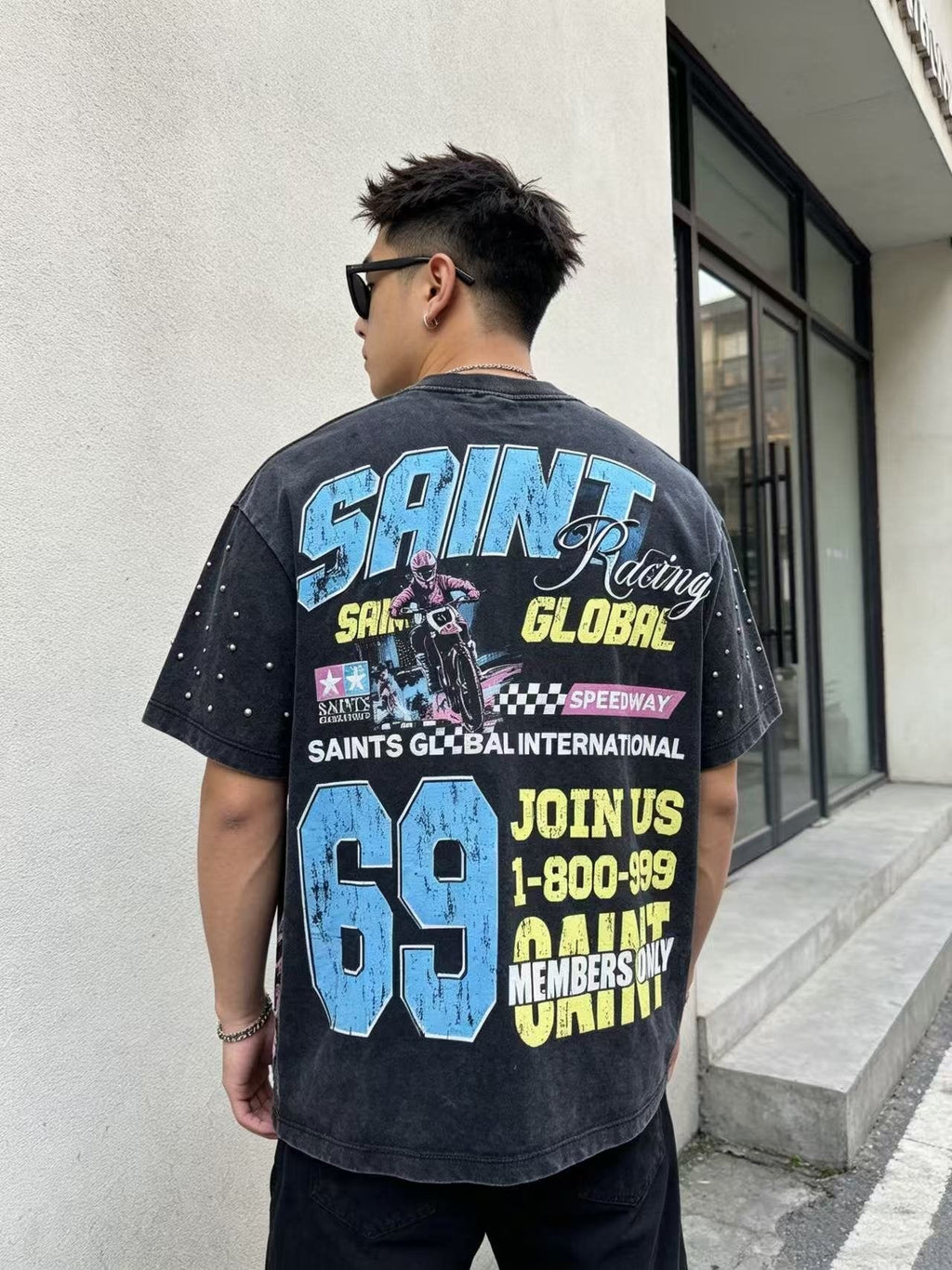 SAINT Racing Motorcycle Graphic T-Shirt — model