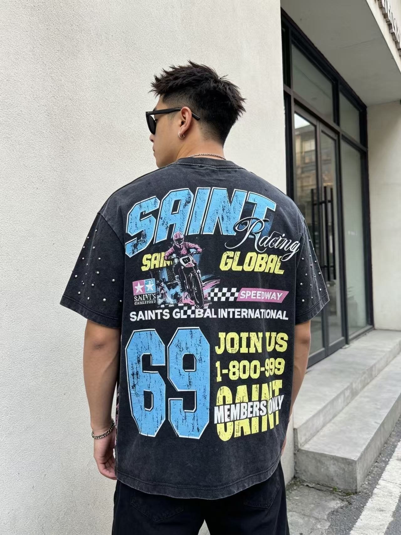 SAINT Racing Motorcycle Graphic T-Shirt — model