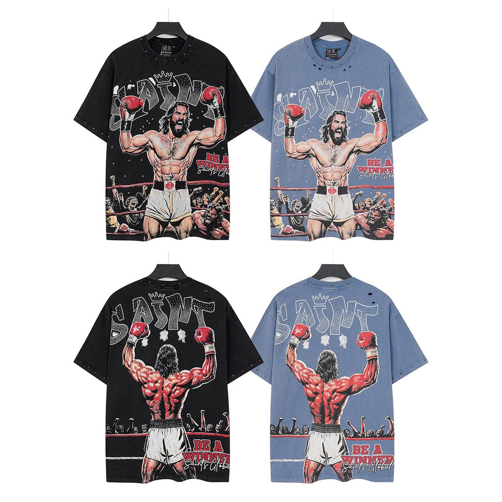 SAINT Boxing Graphic Washed T-Shirt — comparison