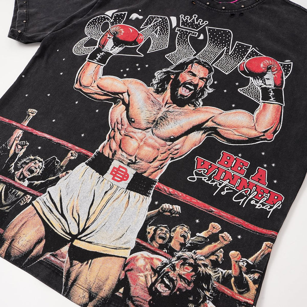 SAINT Boxing Graphic Washed T-Shirt — detail