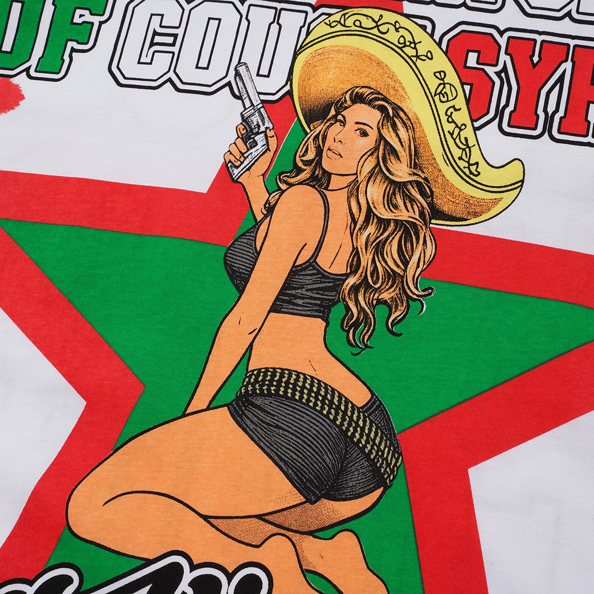 THAT'S A AWFUL LOT OF COUGH SYRUP White/Green Tie-Dye Graphic T-Shirt — detail