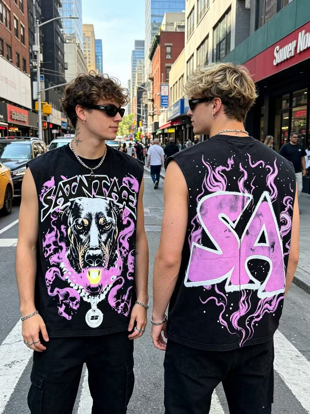 SAINT Dog Graphic Sleeveless T-Shirt — context