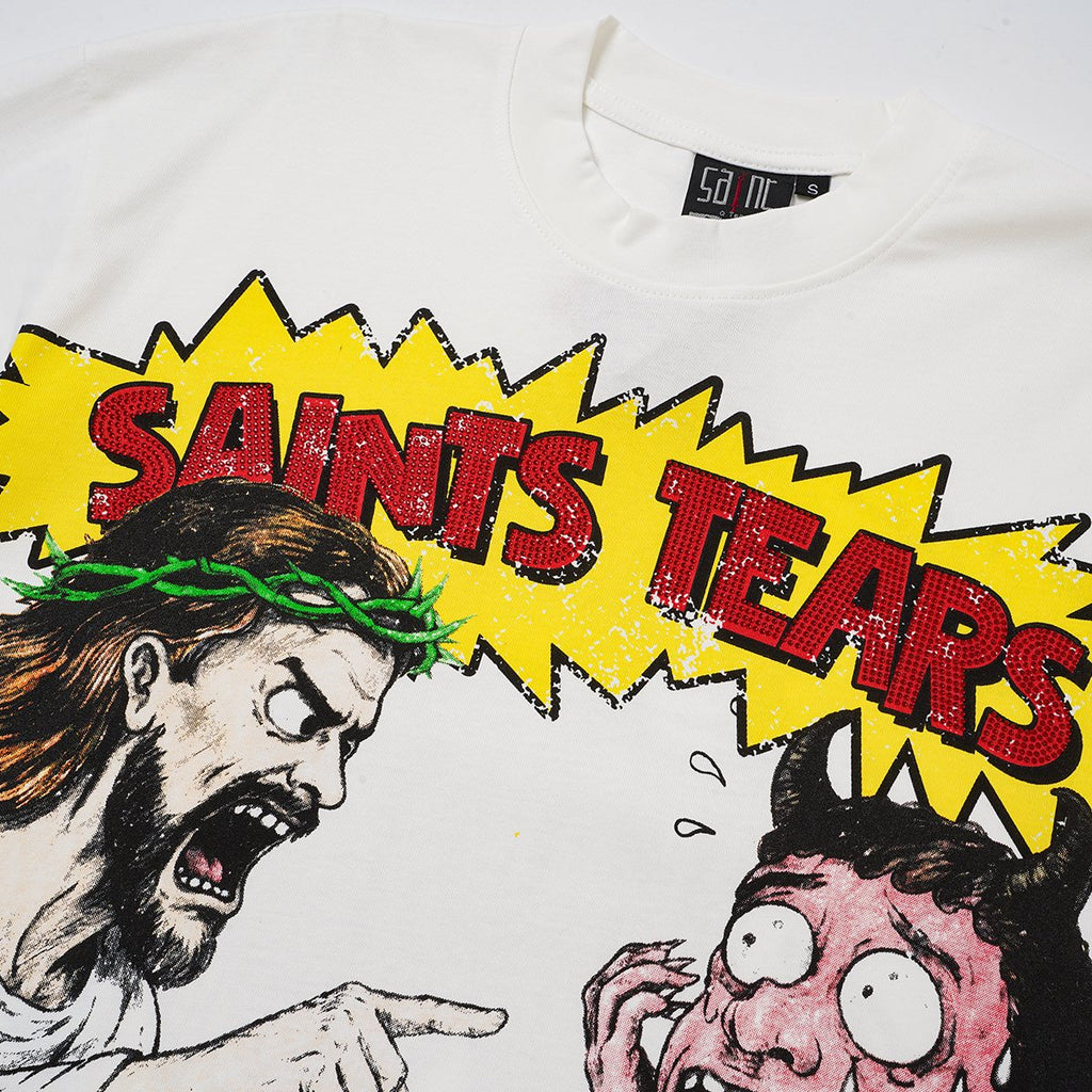SAINT P53 Rhinestone Graphic T-Shirt — detail