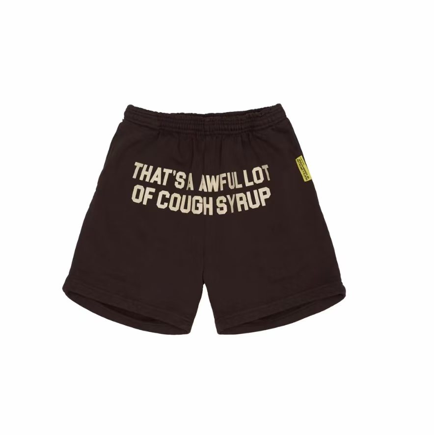 THAT'S A AWFUL LOT OF COUGH SYRUP Black Text Graphic Shorts — back