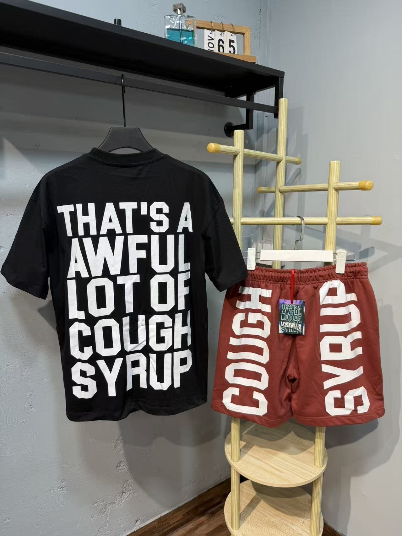 THAT'S A AWFUL LOT OF COUGH SYRUP FREE Lil Double O T-Shirt & Shorts Set — back