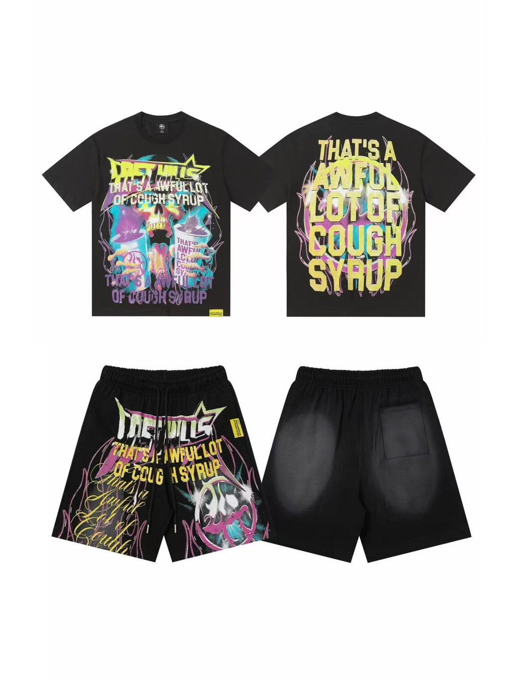 THAT'S A AWFUL LOT OF COUGH SYRUP Statement Graphic Short-Sleeve Set — hero