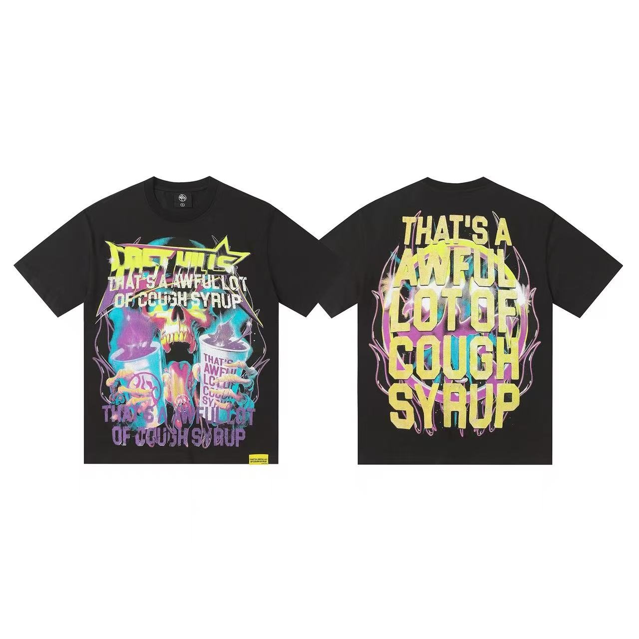 THAT'S A AWFUL LOT OF COUGH SYRUP Statement Graphic Short-Sleeve Set — detail