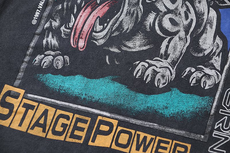 VALE USA Bulldog Graphic Washed Black T-Shirt — detail