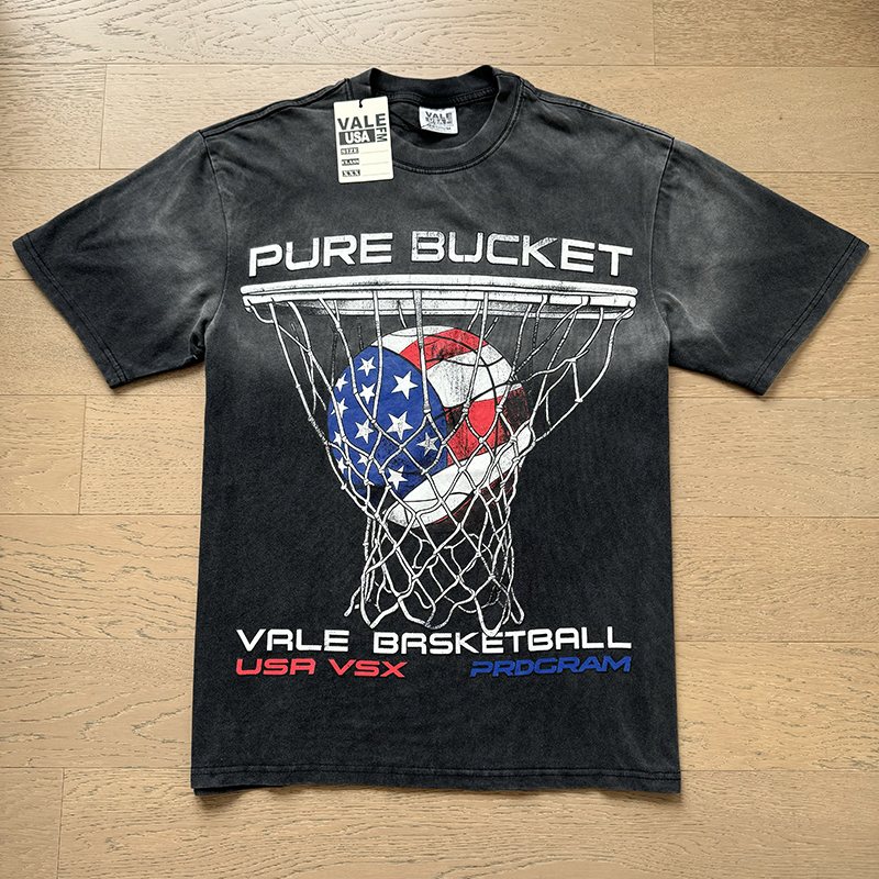 VALE USA Pure Bucket Basketball Graphic T-Shirt — front
