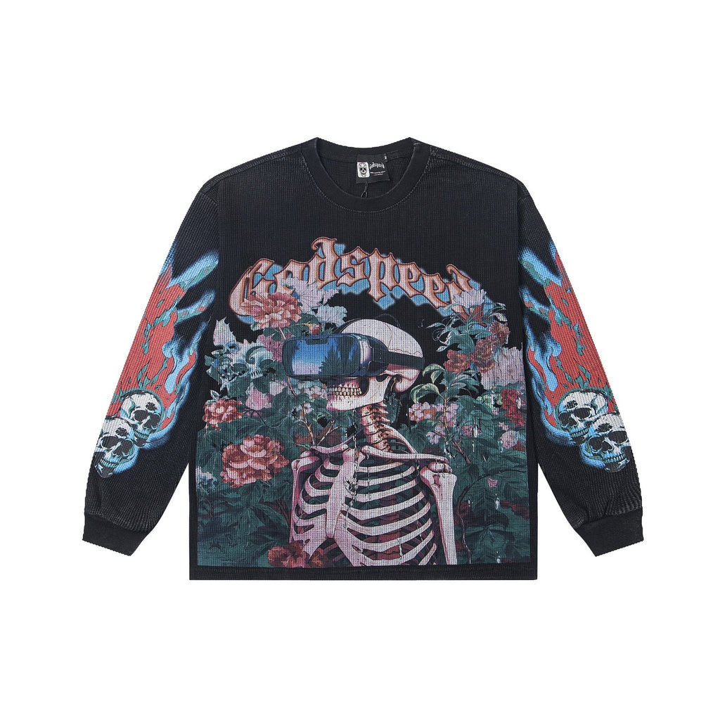 Godspeed Skeleton Floral Long-Sleeve T-Shirt — front