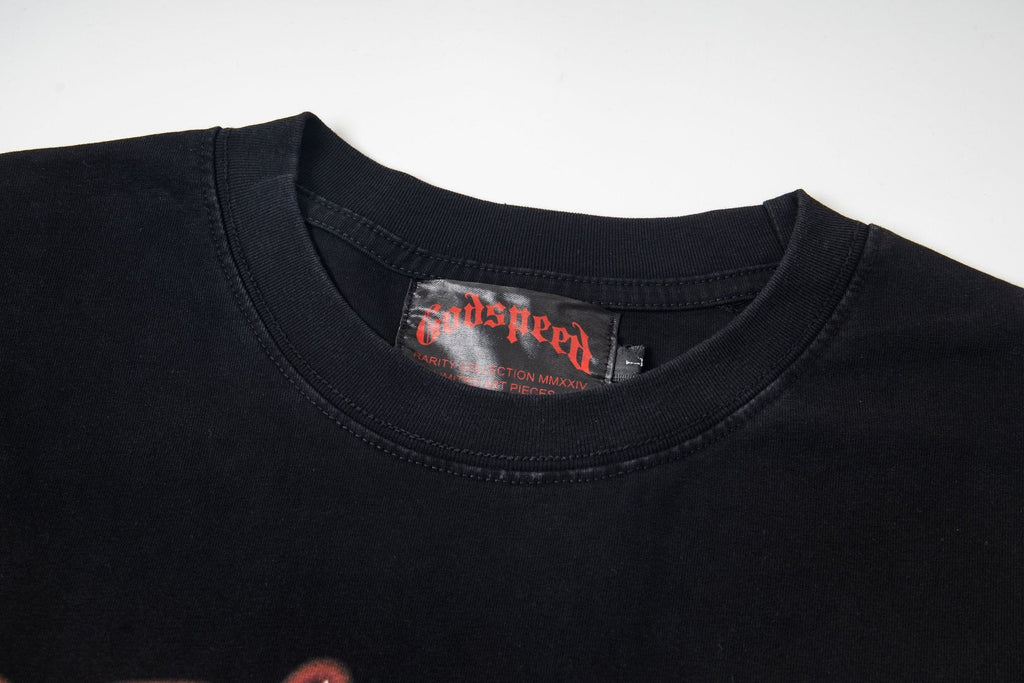 Godspeed Out of Many, One Skull Graphic T-Shirt — neck_label