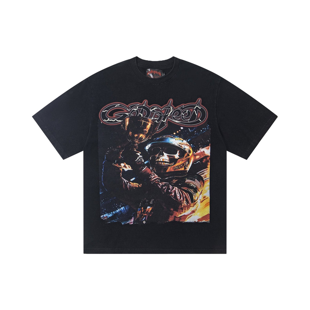 Godspeed Out of Many, One Skull Graphic T-Shirt — front