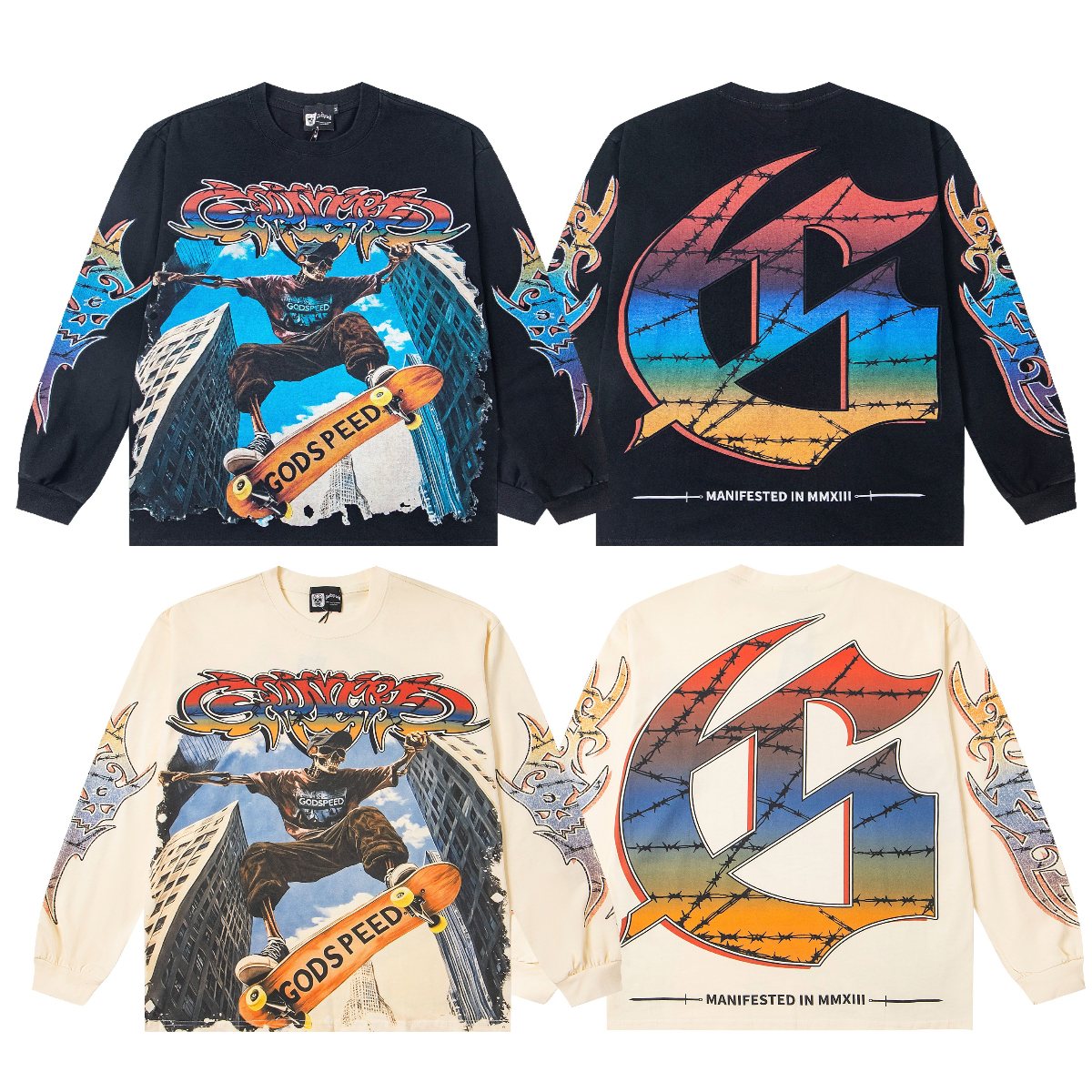 Godspeed White Ink Graphic Long-Sleeve T-Shirt — comparison