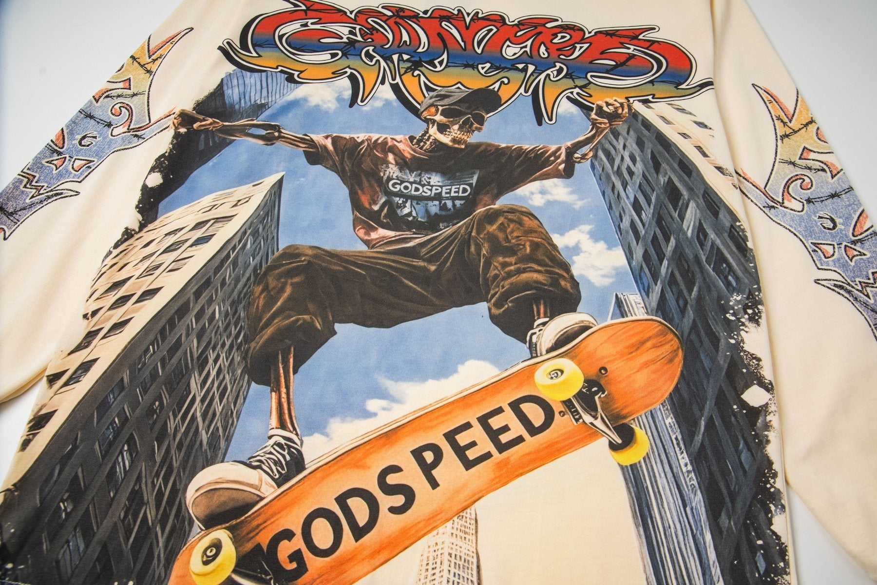 Godspeed White Ink Graphic Long-Sleeve T-Shirt — detail