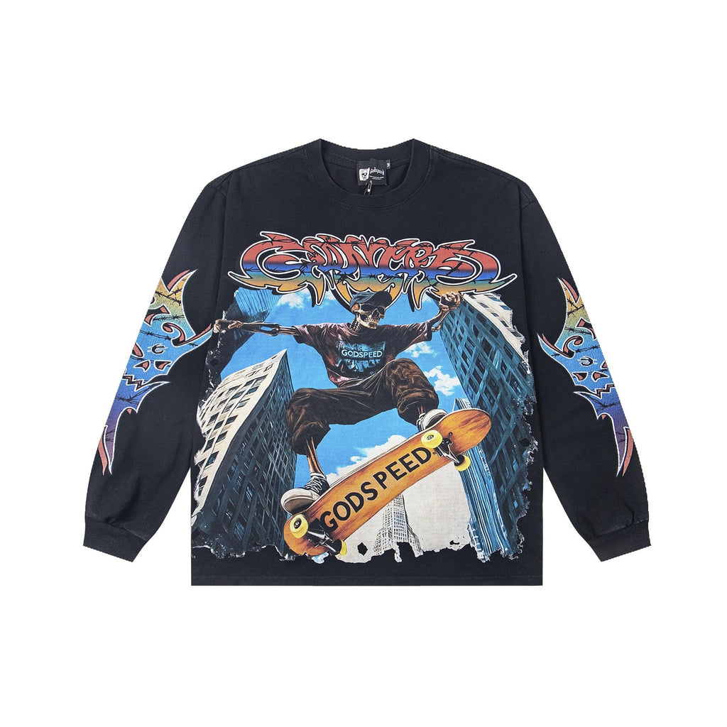 Godspeed White Ink Graphic Long-Sleeve T-Shirt — front