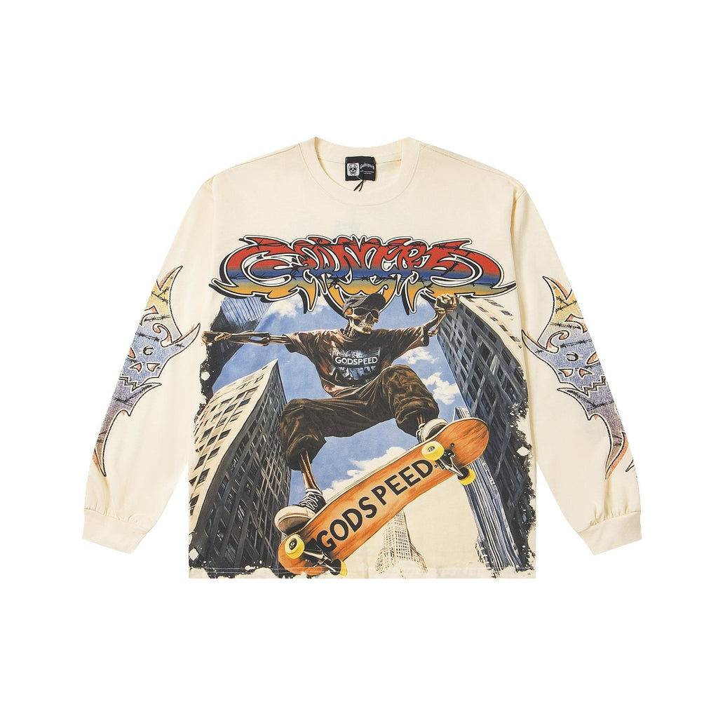 Godspeed White Ink Graphic Long-Sleeve T-Shirt — front