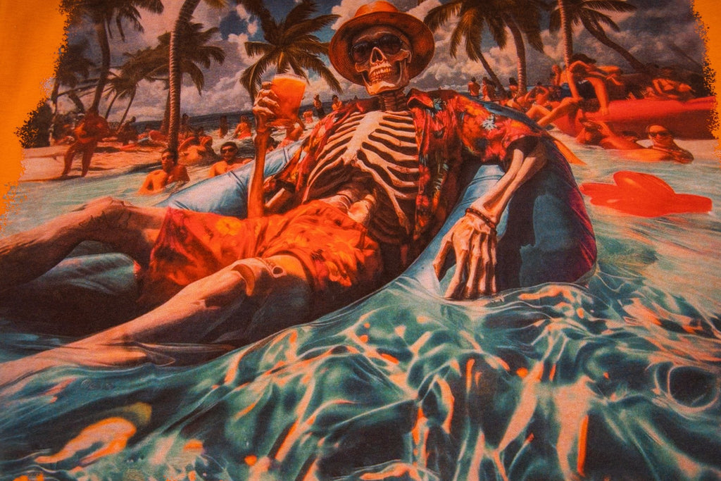 Godspeed Beach Skeleton Graphic T-Shirt — detail