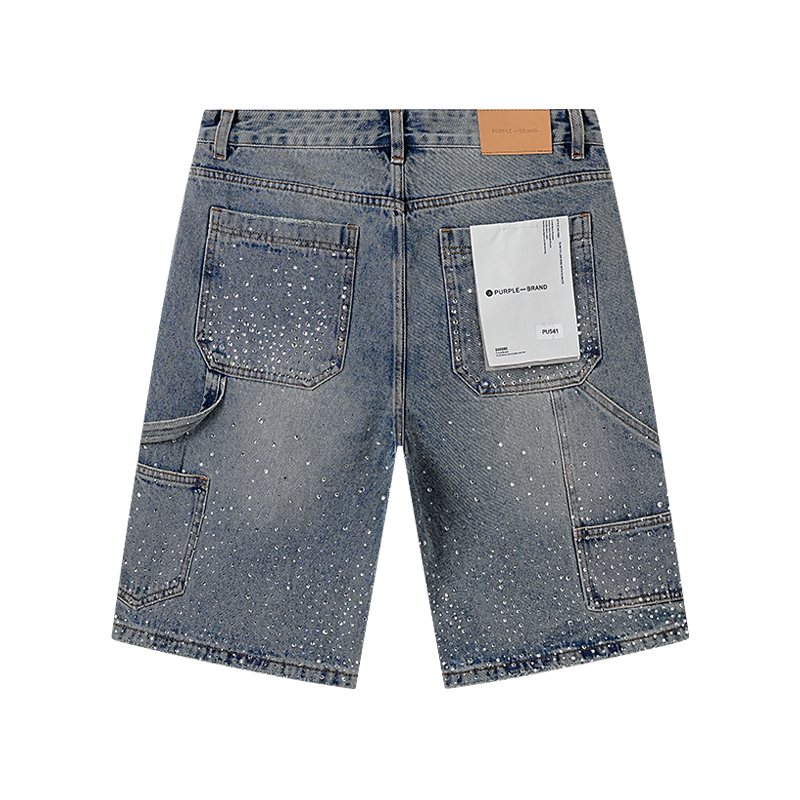 Purple Brand Rhinestone Splatter Denim Shorts — back