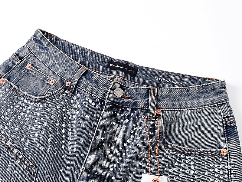 Purple Brand Rhinestone Splatter Denim Shorts — detail